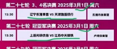 ​中国排协: 决赛比赛时间表 3月1号-3月4号 天津女排比赛时间表