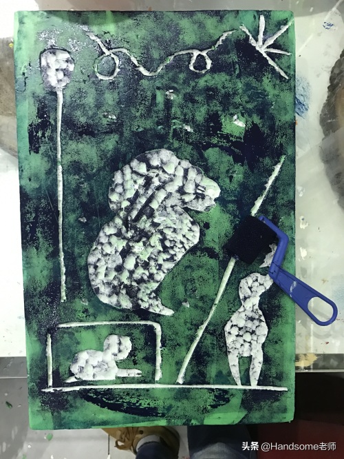 幼教之创意美术课程：平面构成（分割）-拓印画——狮子的房间