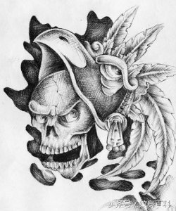 ​适合做纹身的骷髅头纹身手稿